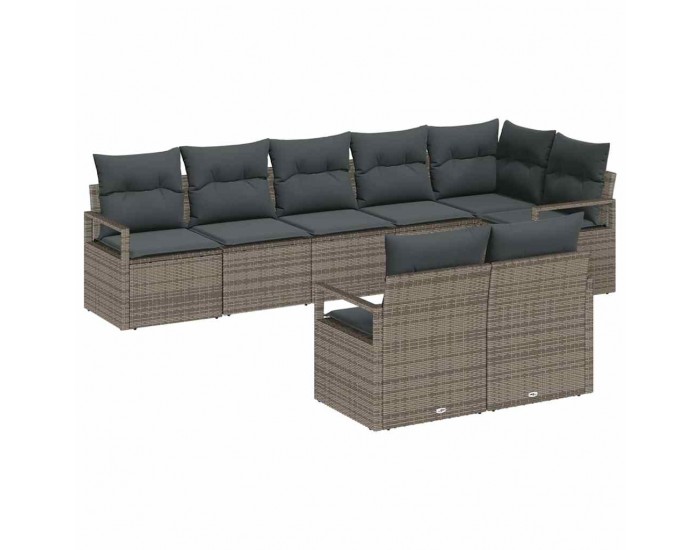 Sonata H Градински Софа Комплект с възглавница със съхранение 8 pcs Сив