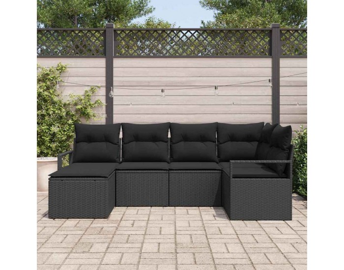 Sonata H Градински Софа Комплект с възглавница 6 pcs Черно