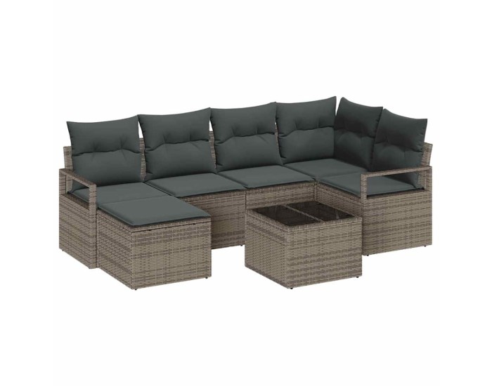 Sonata Set de canapea 7 buc. Gri deschis poliratan