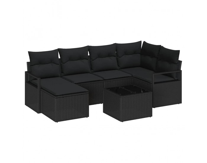 Sonata H Градински Софа Комплект с възглавница 7 pcs Черно
