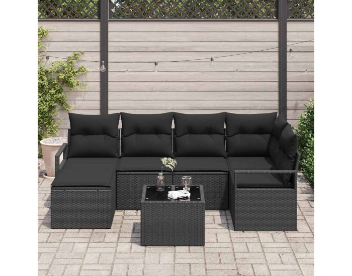 Sonata H Градински Софа Комплект с възглавница 7 pcs Черно