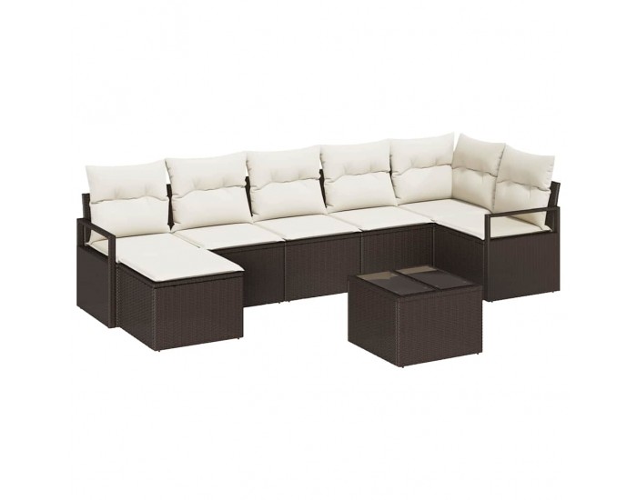 Sonata H Градински Софа Комплект с възглавница 8 pcs Кафяв и Кремав