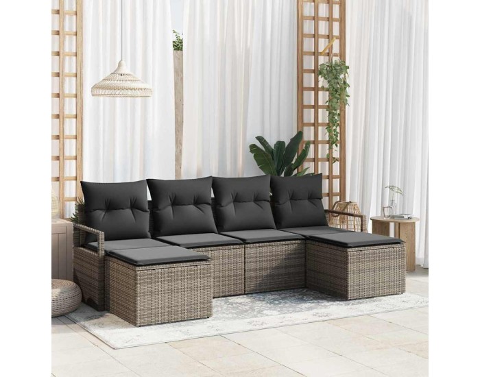 Sonata Set de canapea 6 buc. Gri poliratan