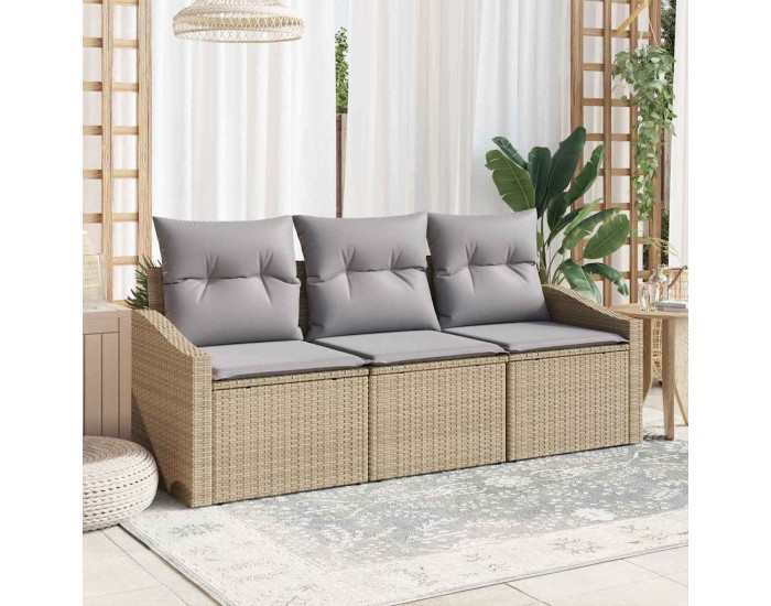 Sonata Set de canapele pentru grădină 3 buc. Beige și gri deschis
