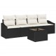 Sonata H Градински Софа Комплект 5 pcs Черен и кремав 55 x 55 x 37 см
