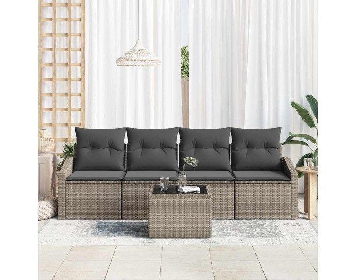 Sonata H Градински Софа Комплект с възглавница 5 pcs Сив 55 x 55 x 37 см