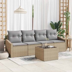 Sonata H Градински Софа Комплект 5 pcs Бежово и сиво 55 x 55 x 37 см - Canapele și bănci de grădină
