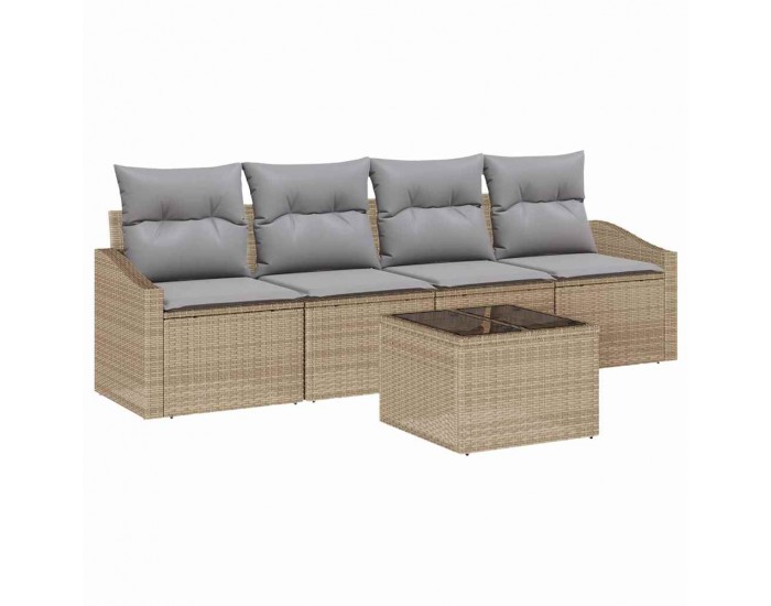 Sonata H Градински Софа Комплект 5 pcs Бежово и сиво 55 x 55 x 37 см