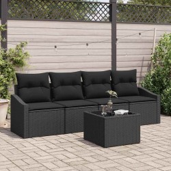 Sonata H Градински Софа Комплект 5 pcs Черно 55 x 55 x 37 см - Canapele și bănci de grădină