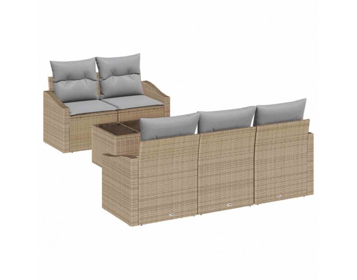 Sonata H Градински Софа Комплект 6 pcs Бежово и сиво 55 x 55 x 37 см