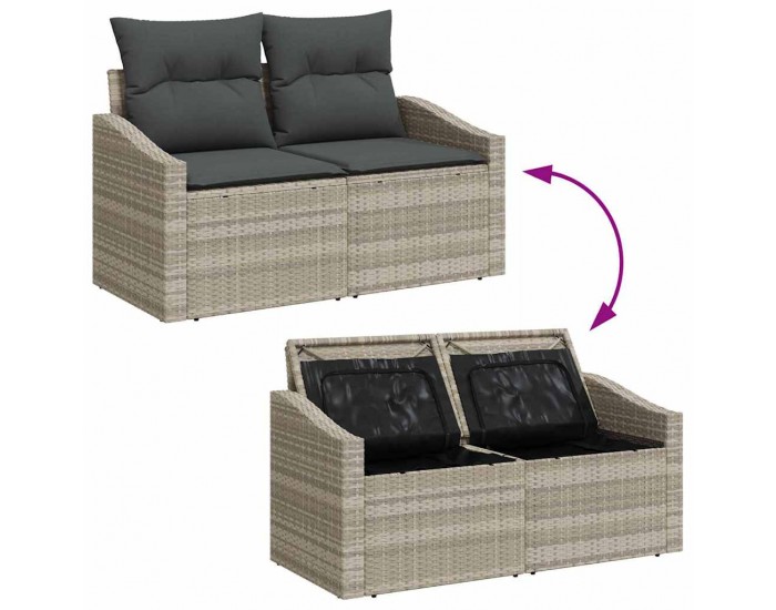Sonata H Градински Софа Комплект 6 pcs Светло сиво и тъмно сиво