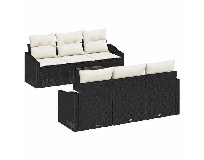 Sonata H Градински Софа Комплект 7 pcs Черен и кремав 55 x 55 x 37 см