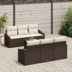 Sonata H Градински Софа Комплект 7 pcs Кафяв и Кремав 55 x 55 x 37 см - Canapele și bănci de grădină