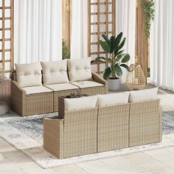 Sonata H Градински Софа Комплект 7 pcs Бежов и кремав 55 x 55 x 37 см - Canapele și bănci de grădină