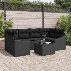 Sonata H Градински Софа Комплект 7 pcs Черно 55 x 55 x 37 см - Canapele și bănci de grădină
