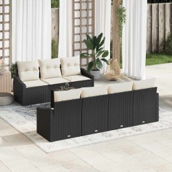 Sonata H Градински Софа Комплект 8 pcs Черен и кремав 55 x 55 x 37 см - Canapele și bănci de grădină