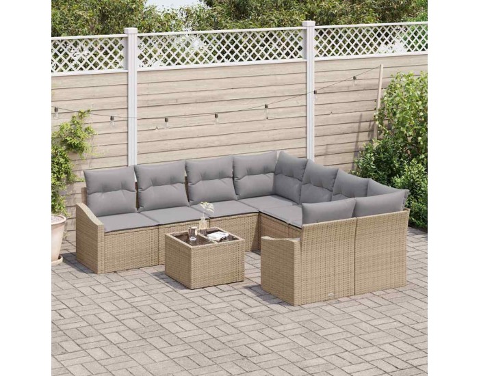Sonata H Градински Софа Комплект 9 pcs Бежово и сиво 55 x 55 x 37 см