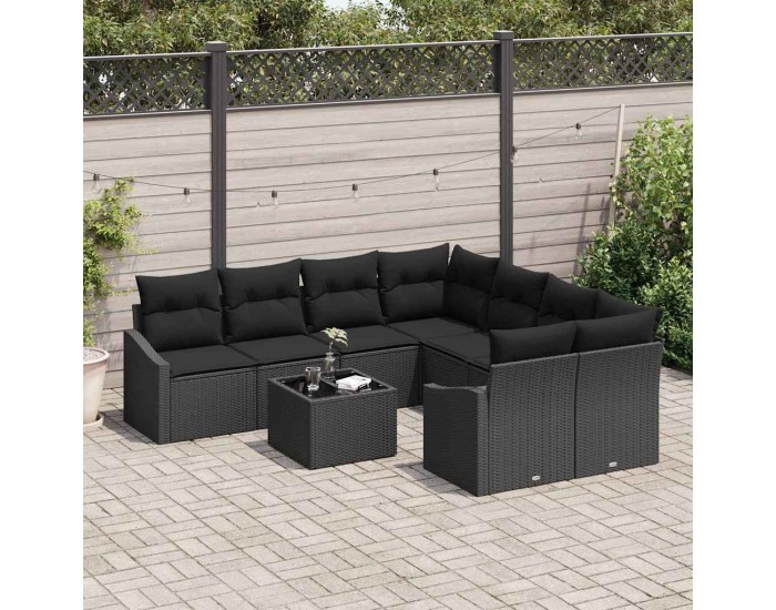 Sonata H Градински Софа Комплект 9 pcs Черно 55 x 55 x 37 см