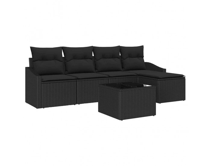Sonata H Комплект за хранене в градината с възглавница 6 pcs Черно