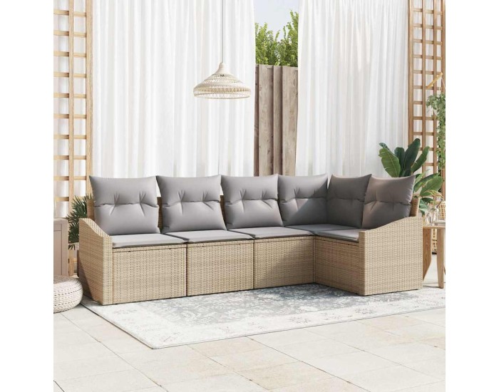 Sonata Set de canapele pentru grădină 5 buc. Beige și gri deschis