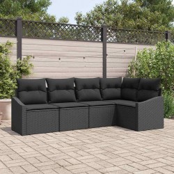 Sonata H Комплект за хранене в градината с възглавница 5 pcs Черно - Canapele și bănci de grădină