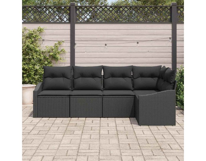 Sonata H Комплект за хранене в градината с възглавница 5 pcs Черно