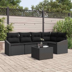 Sonata H Комплект за хранене в градината с възглавница 6 pcs Черно - Canapele și bănci de grădină