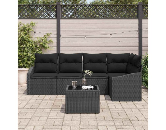 Sonata H Комплект за хранене в градината с възглавница 6 pcs Черно