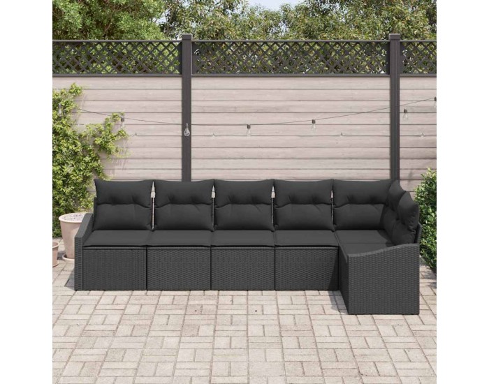Sonata H Комплект за хранене в градината с възглавница 6 pcs Черно