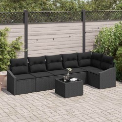 Sonata H Комплект за хранене в градината с възглавница 7 pcs Черно - Canapele și bănci de grădină