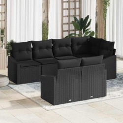 Sonata H Комплект за хранене в градината с възглавница 7 pcs Черно - Canapele și bănci de grădină
