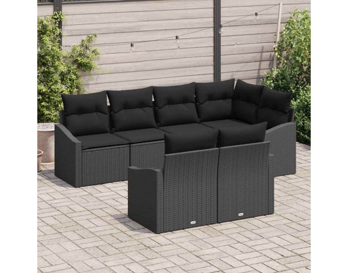 Sonata H Комплект за хранене в градината с възглавница 7 pcs Черно