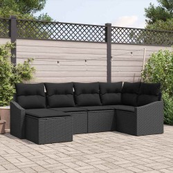 Sonata H Комплект за хранене в градината с възглавница 6 pcs Черно - Canapele și bănci de grădină