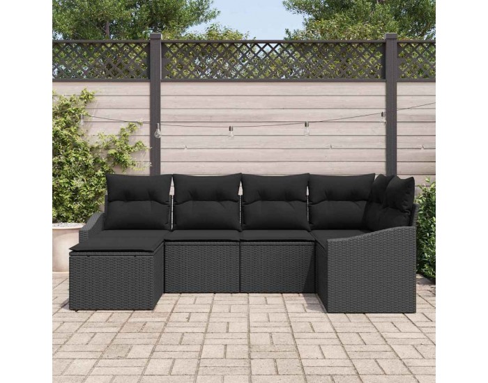 Sonata H Комплект за хранене в градината с възглавница 6 pcs Черно
