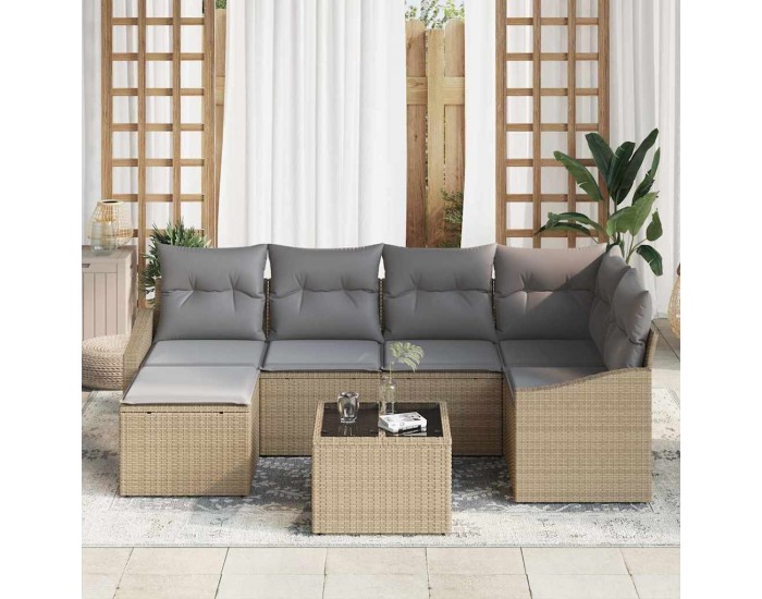 Sonata H Комплект за хранене в градината 7 pcs Бежов и Светло Сив