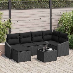 Sonata H Комплект за хранене в градината с възглавница 7 pcs Черно - Canapele și bănci de grădină