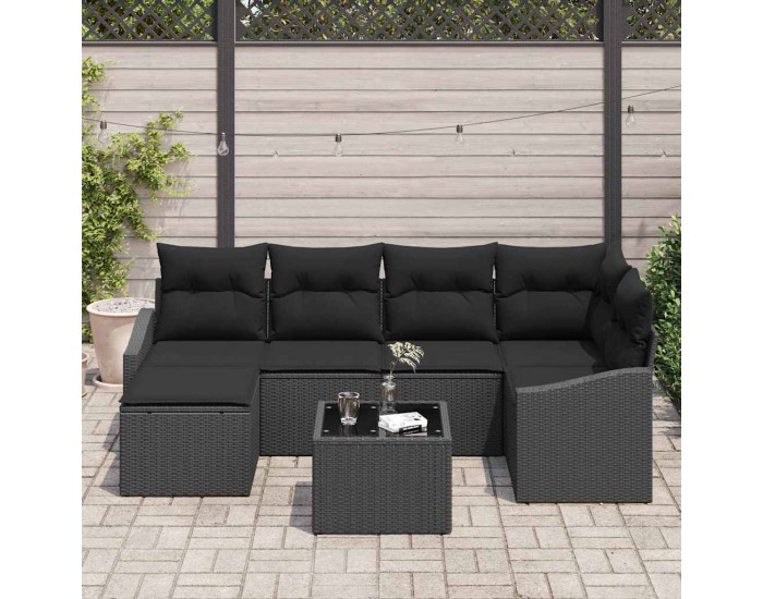 Sonata H Комплект за хранене в градината с възглавница 7 pcs Черно