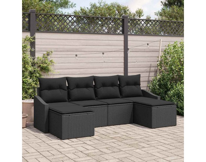Sonata H Комплект за хранене в градината с възглавница 6 pcs Черно