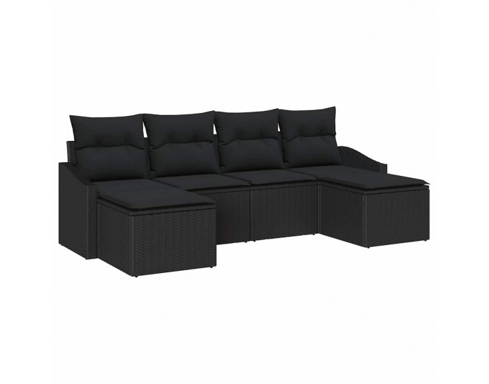 Sonata H Комплект за хранене в градината с възглавница 6 pcs Черно