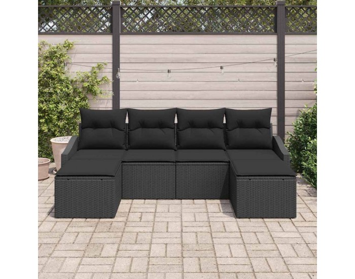 Sonata H Комплект за хранене в градината с възглавница 6 pcs Черно
