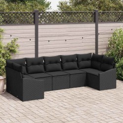 Sonata H Комплект за хранене в градината с възглавница 7 pcs Черно - Canapele și bănci de grădină