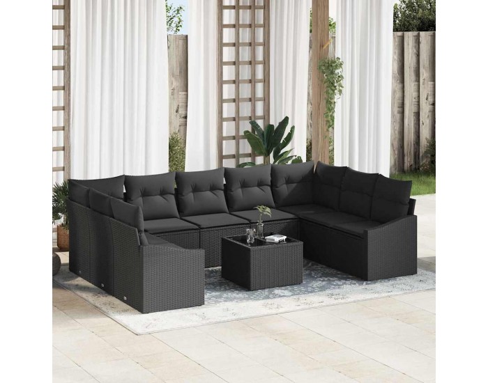 Sonata H Комплект за хранене в градината с възглавница 10 pcs Черно