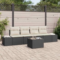 Sonata H Градински Софа Комплект 5 pcs Черен и кремав 55 x 55 x 37 см - Canapele și bănci de grădină