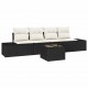 Sonata H Градински Софа Комплект 5 pcs Черен и кремав 55 x 55 x 37 см