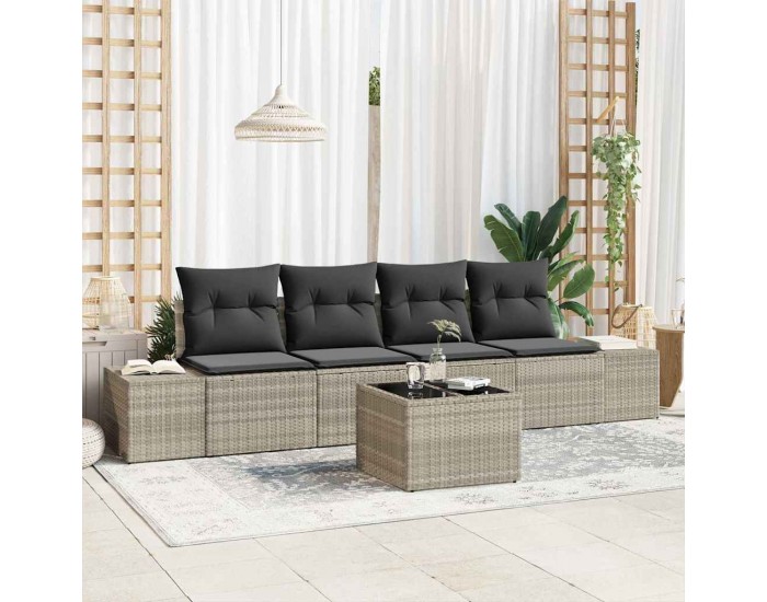 Sonata H Градински Софа Комплект 5 pcs Светло сиво и тъмно сиво