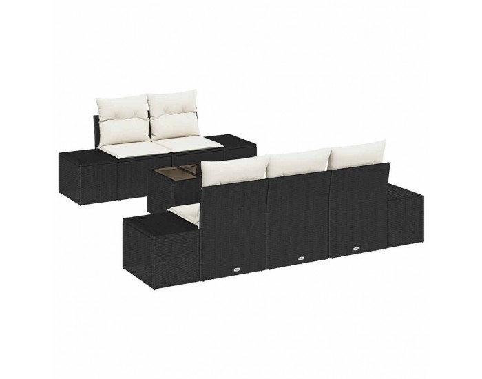Sonata H Градински Софа Комплект 6 pcs Черен и кремав 55 x 55 x 37 см