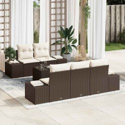 Sonata H Градински Софа Комплект 6 pcs Кафяв и Кремав 55 x 55 x 37 см - Seturi pentru exterior