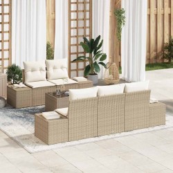 Sonata H Градински Софа Комплект 6 pcs Бежов и кремав 55 x 55 x 37 см - Canapele și bănci de grădină