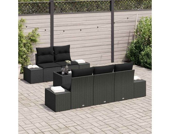 Sonata H Градински Софа Комплект 6 pcs Черно 55 x 55 x 37 см