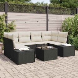 Sonata H Градински Софа Комплект 7 pcs Черен и кремав 55 x 55 x 37 см - Seturi pentru exterior